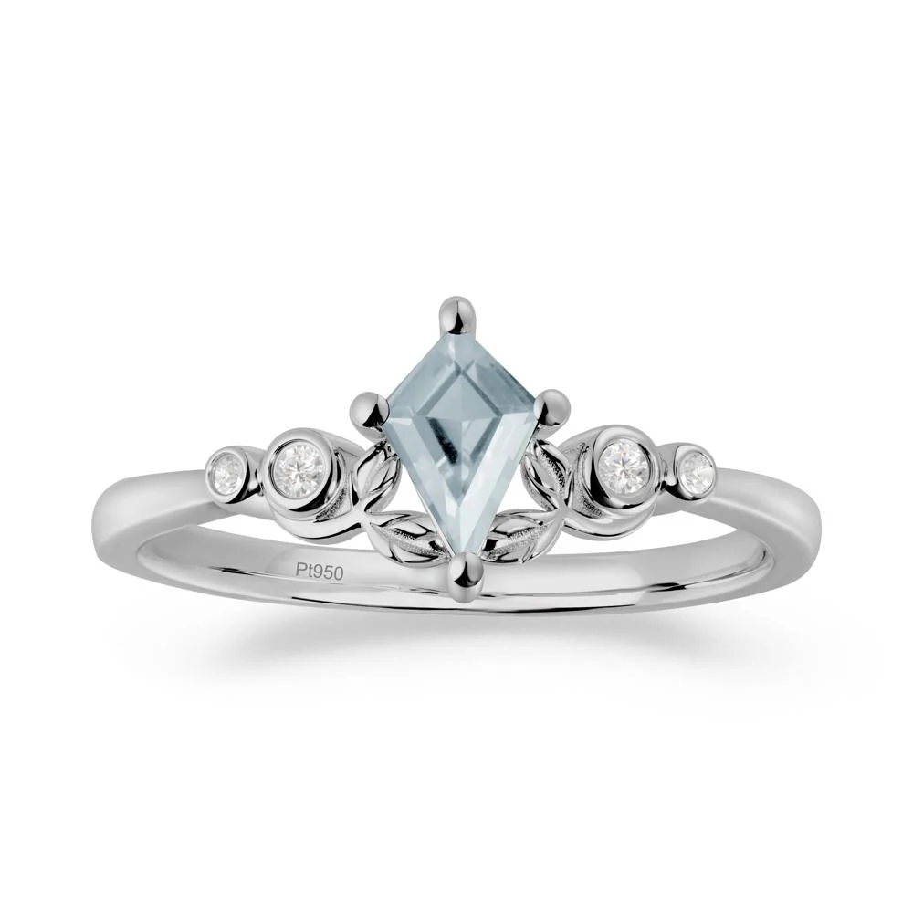 Vintage Leaf Aquamarine Ring for Women