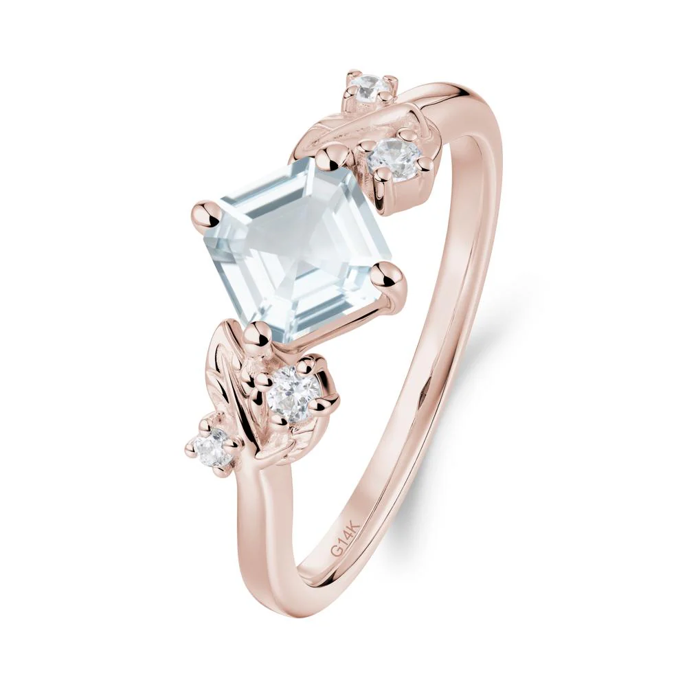 Vintage Leaf Aquamarine Wedding Ring - Image 6