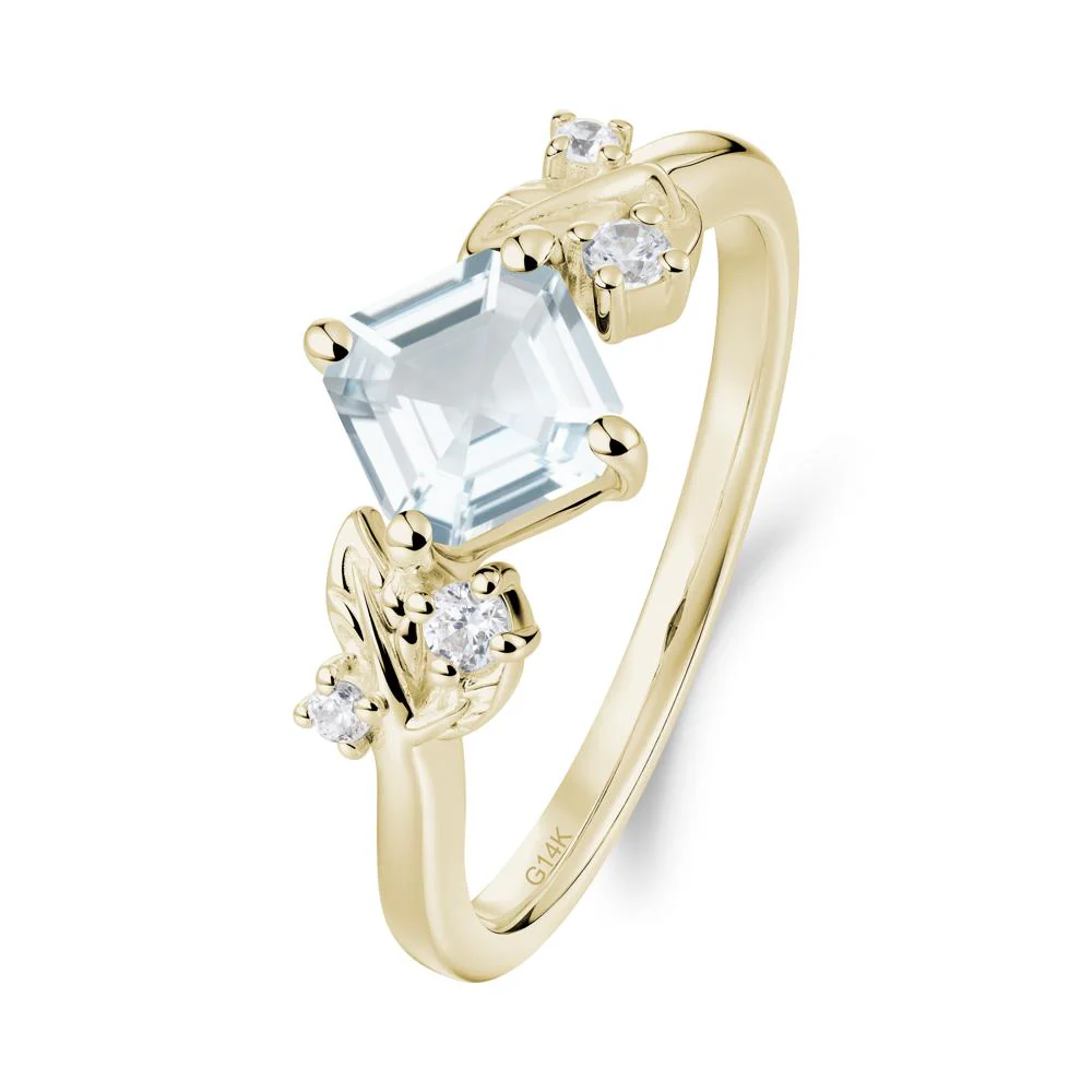 Vintage Leaf Aquamarine Wedding Ring - Image 8