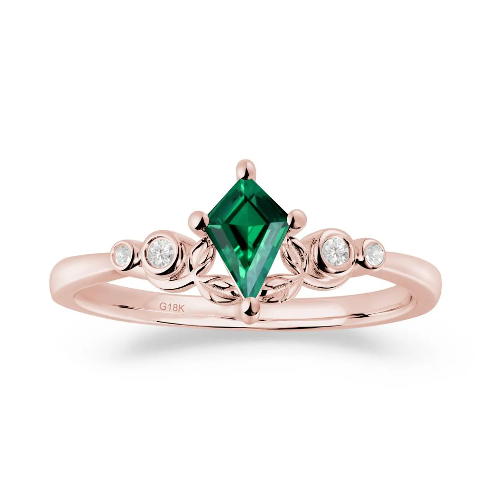 Vintage Leaf Emerald Ring for Women - Image 2