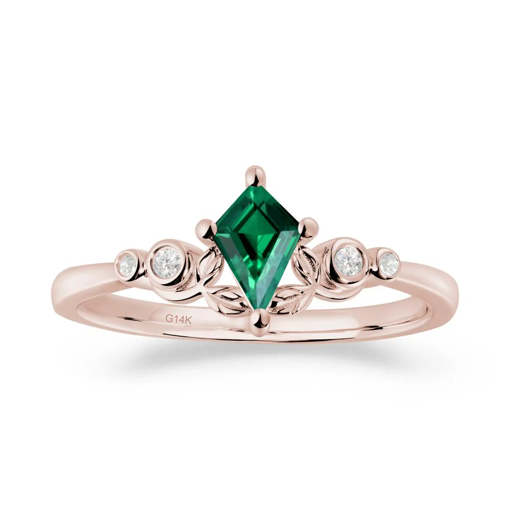 Vintage Leaf Emerald Ring for Women - Image 3