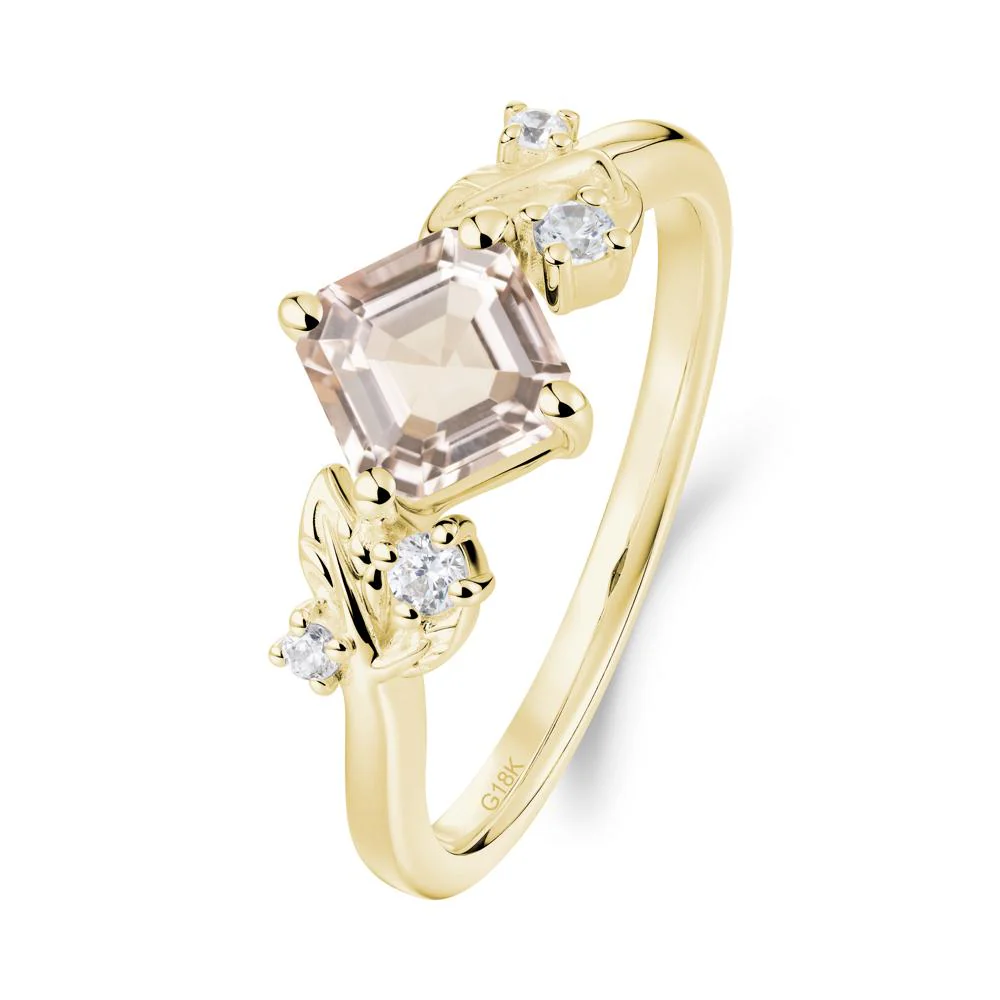 Vintage Leaf Morganite Wedding Ring - Image 2