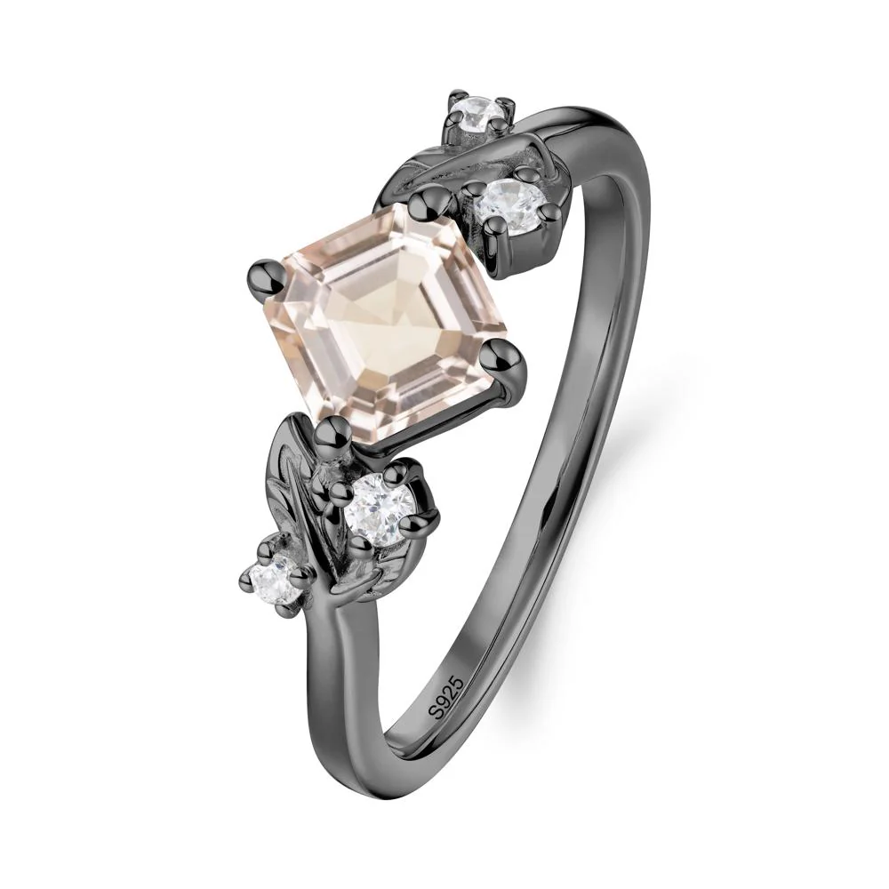 Vintage Leaf Morganite Wedding Ring - Image 5
