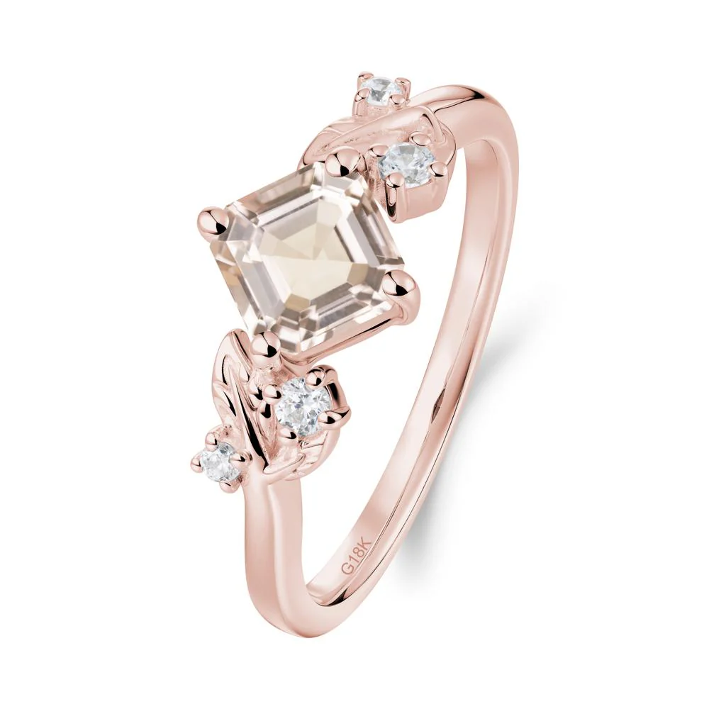 Vintage Leaf Morganite Wedding Ring - Image 8