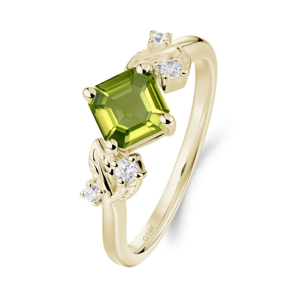 Vintage Leaf Peridot Wedding Ring - Image 2