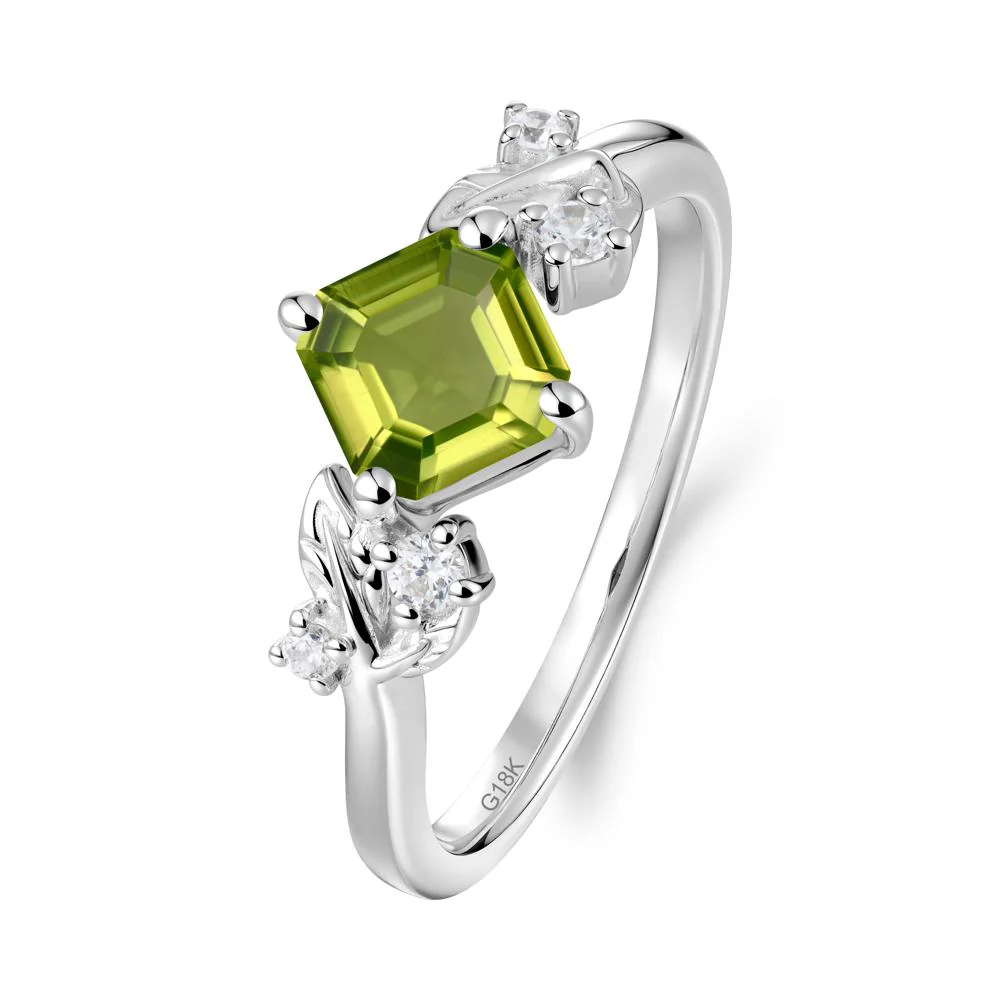 Vintage Leaf Peridot Wedding Ring - Image 3