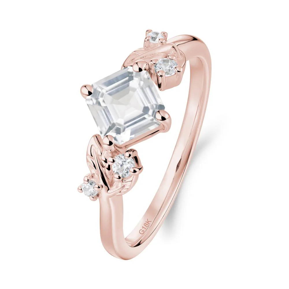Vintage Leaf White Topaz Wedding Ring - Image 3
