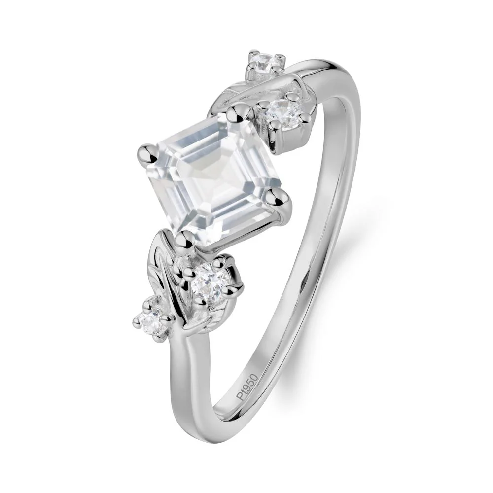 Vintage Leaf White Topaz Wedding Ring - Image 6