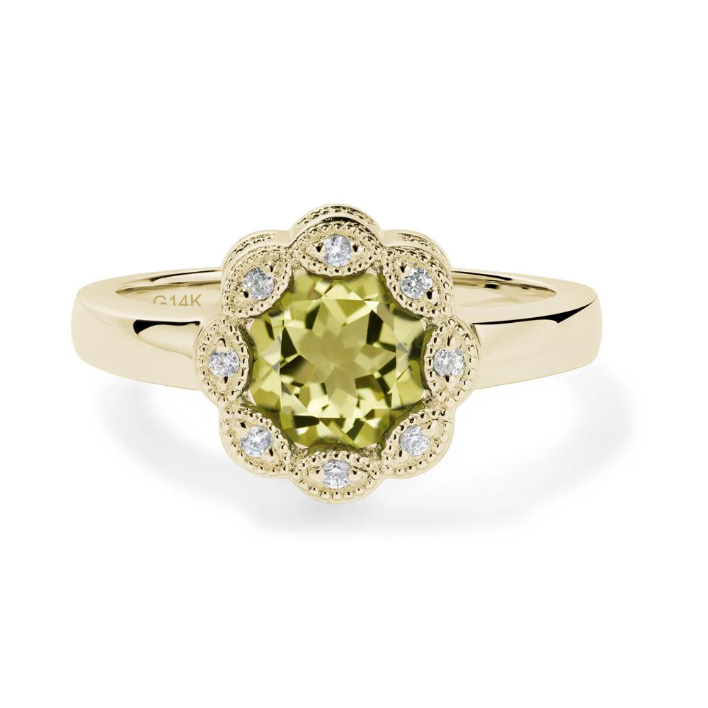 Vintage Lemon Quartz Halo Flower Ring - Image 6
