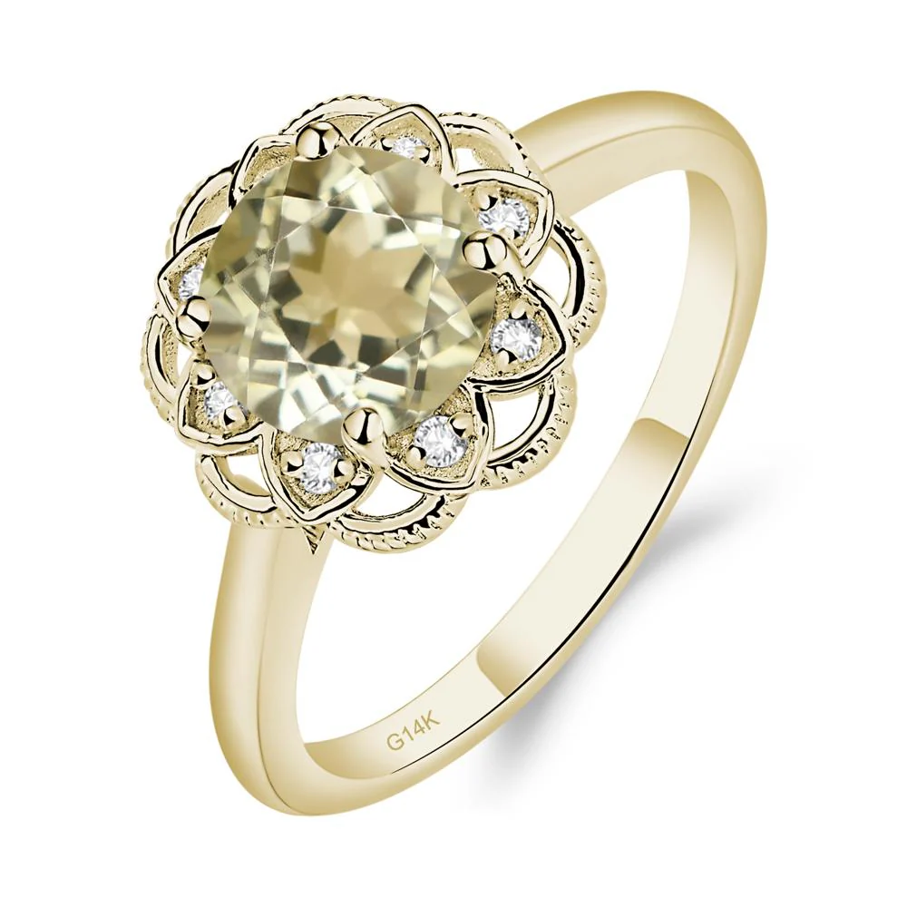 Round Cut Lemon Quartz Filigree Ring - Image 4