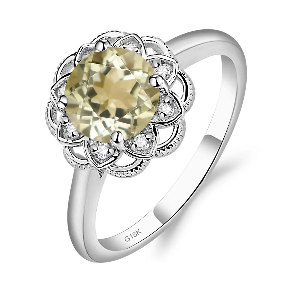 Round Cut Lemon Quartz Filigree Ring - Image 7