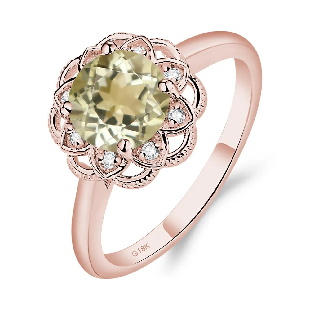 Round Cut Lemon Quartz Filigree Ring - Image 9