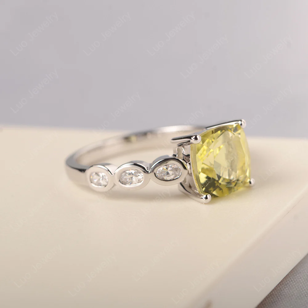 Cushion Cut Lemon Quartz Infinity Ring - Image 2