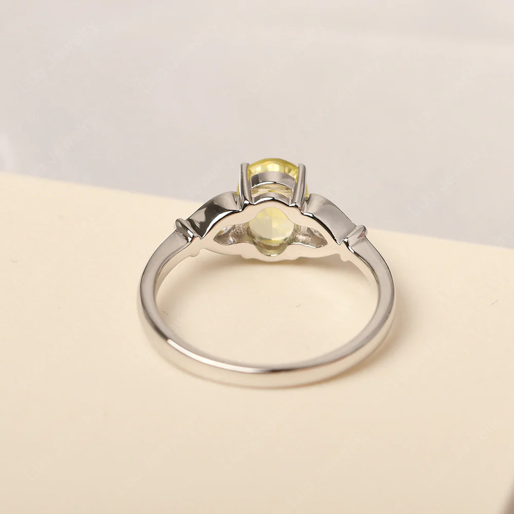 Lemon Quartz Engagement Ring with Pear Side Stones - Image 3