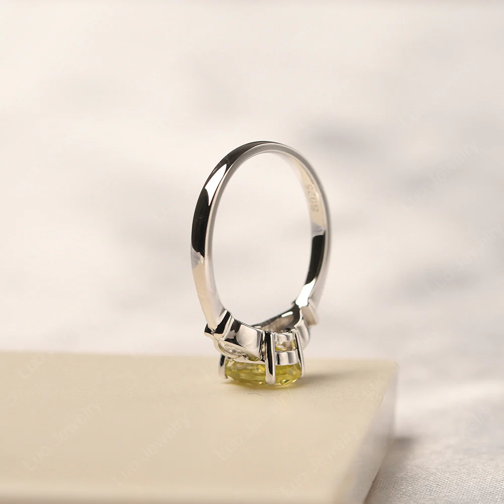 Lemon Quartz Engagement Ring with Pear Side Stones - Image 4