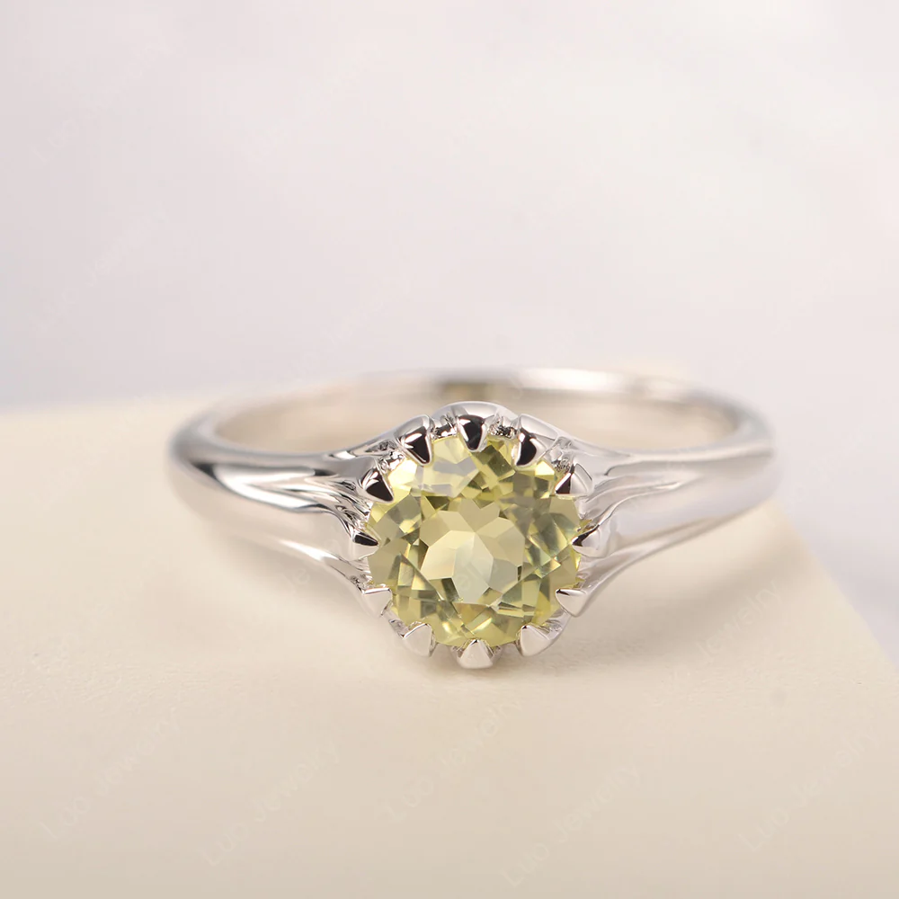 Lemon Quartz Claw Prong Ring