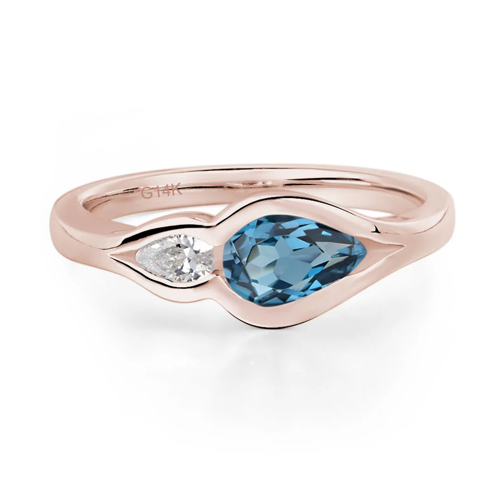 London Blue Topaz Two Stone Wedding Ring - Image 5