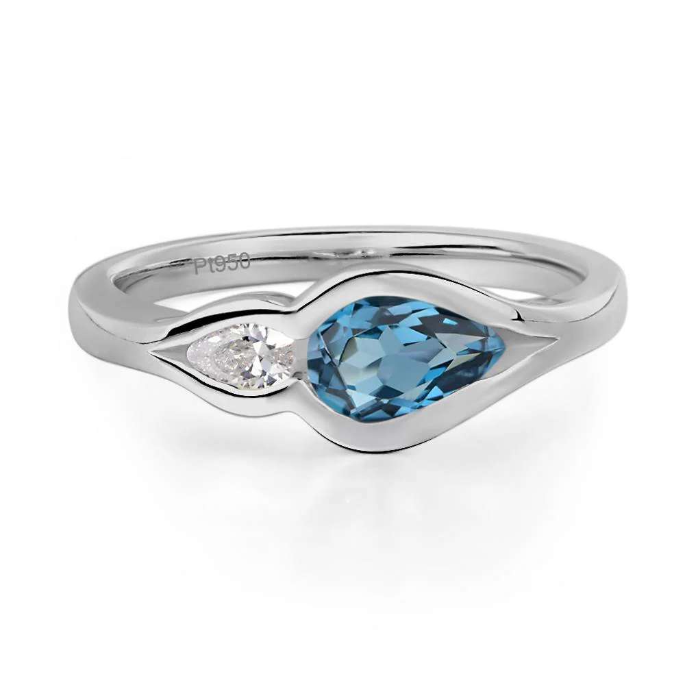 London Blue Topaz Two Stone Wedding Ring - Image 6