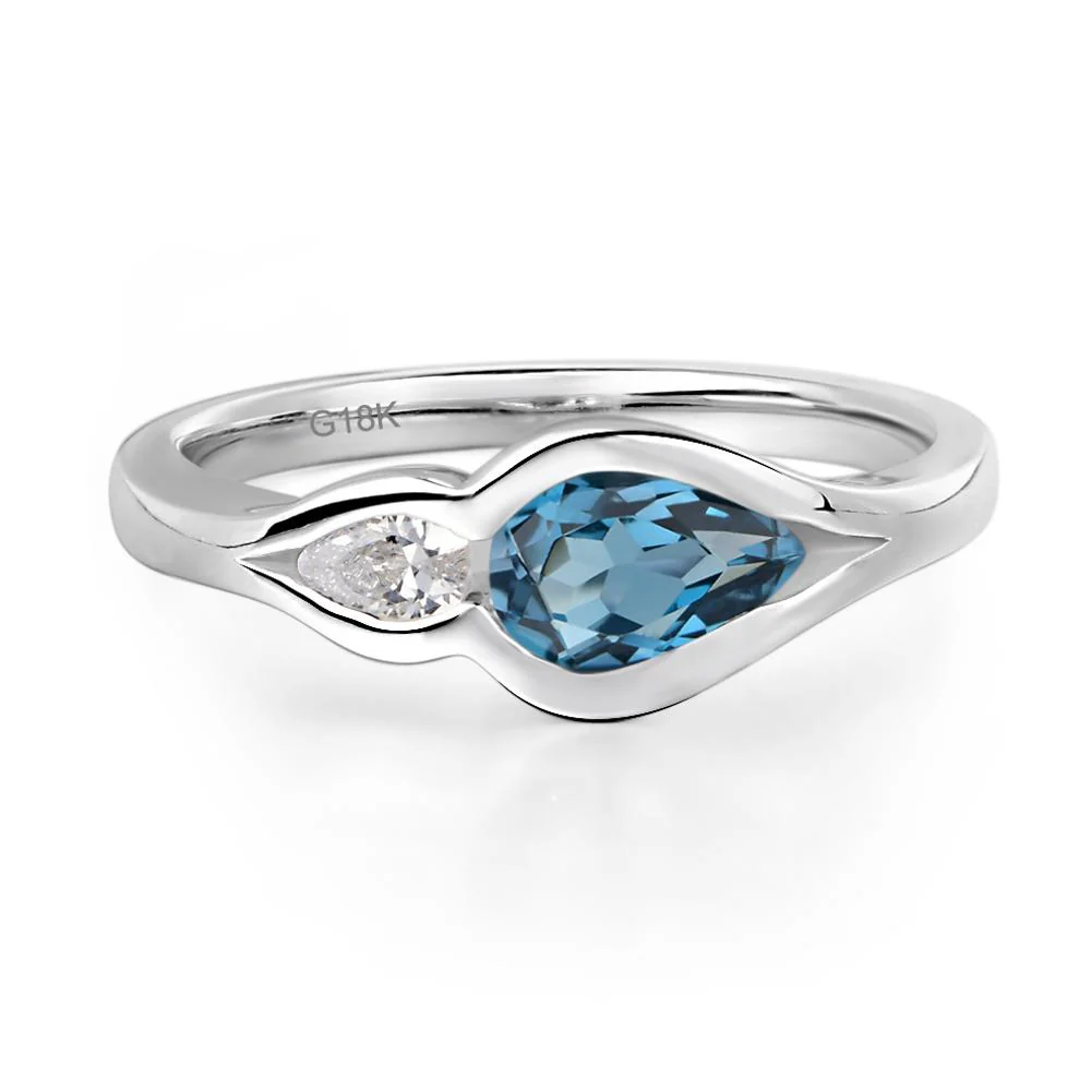 London Blue Topaz Two Stone Wedding Ring - Image 7