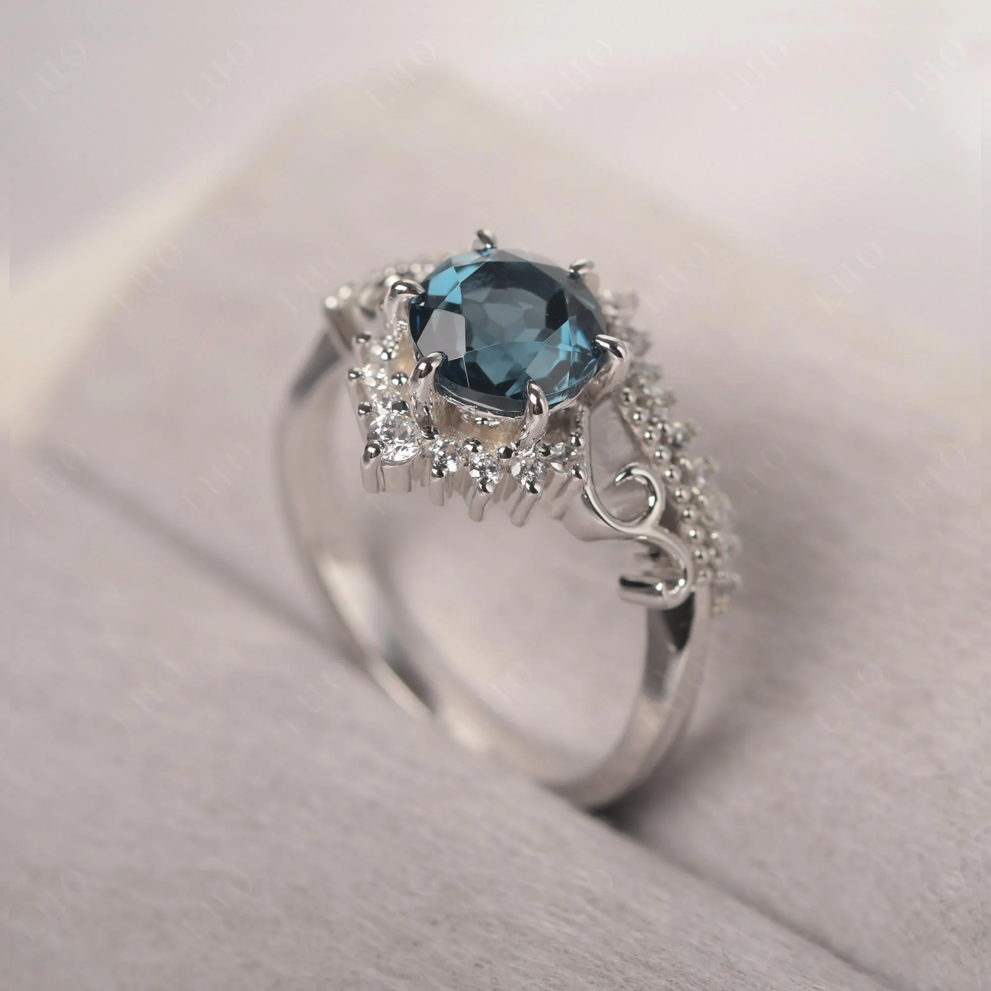 Vintage London Blue Topaz Cocktail Ring - Image 11