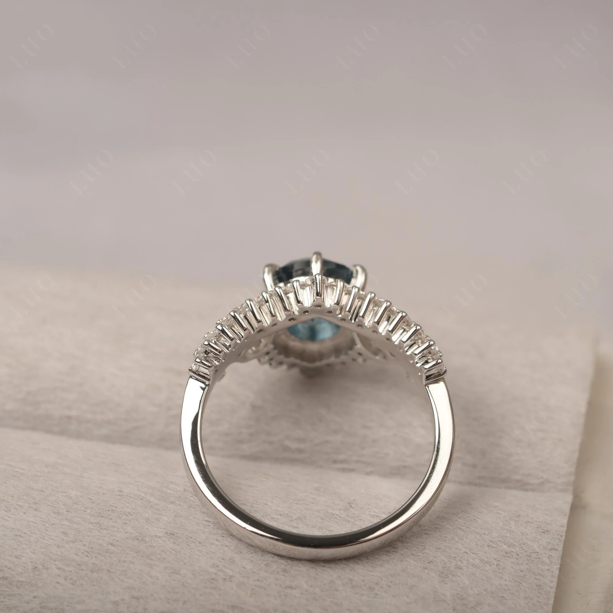 Vintage London Blue Topaz Cocktail Ring - Image 12