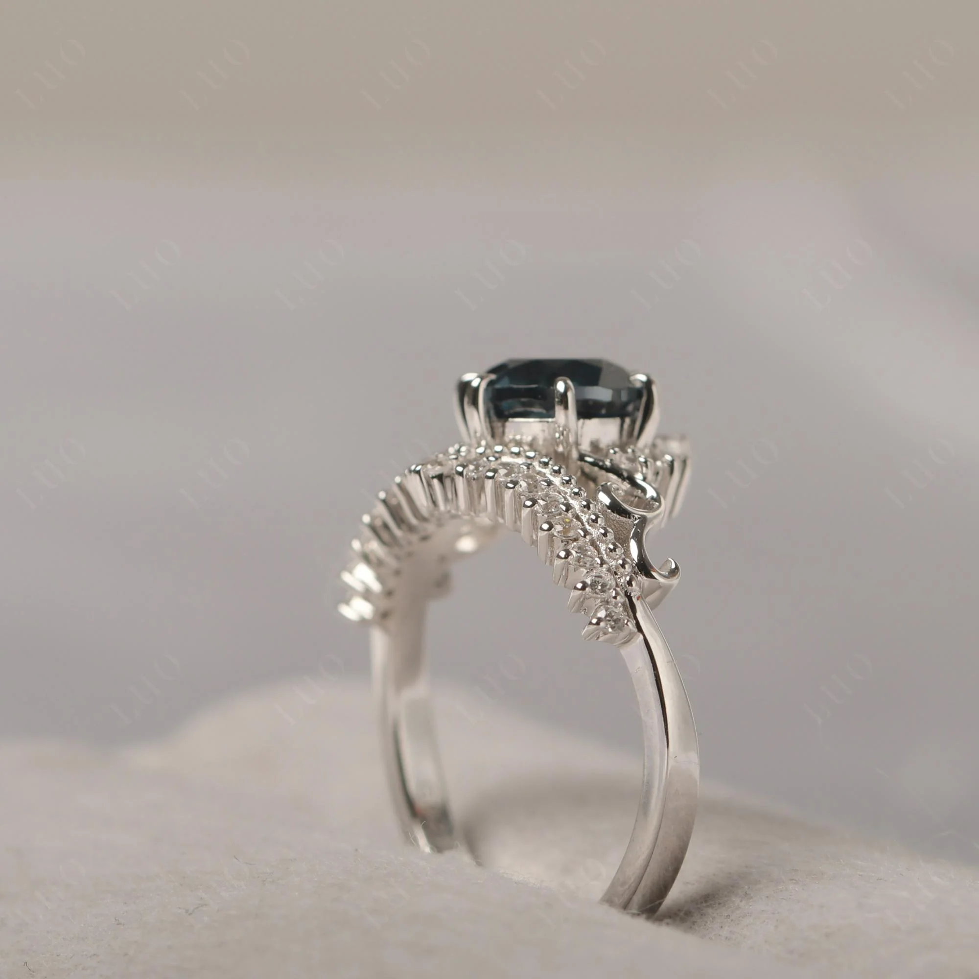 Vintage London Blue Topaz Cocktail Ring - Image 13