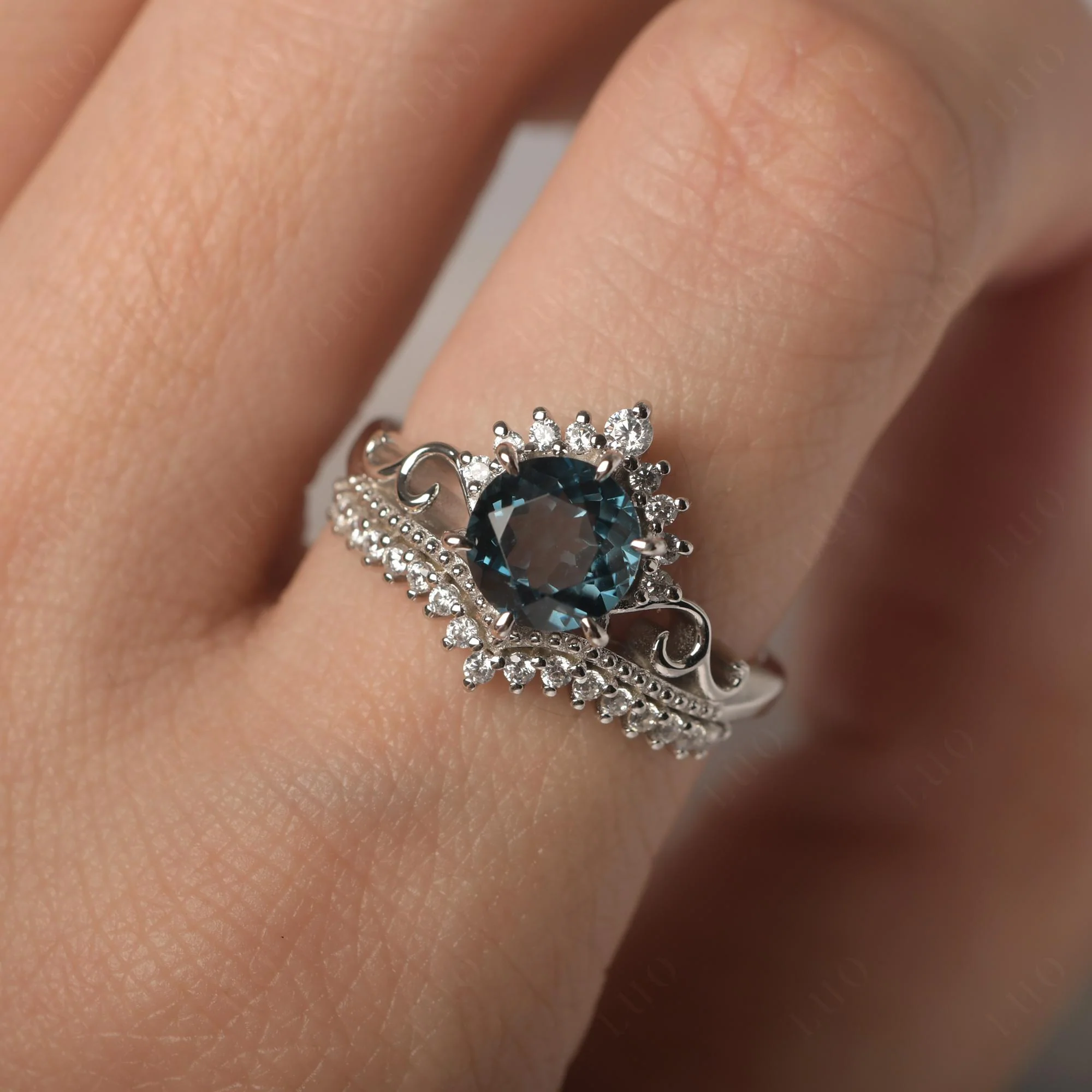 Vintage London Blue Topaz Cocktail Ring - Image 14