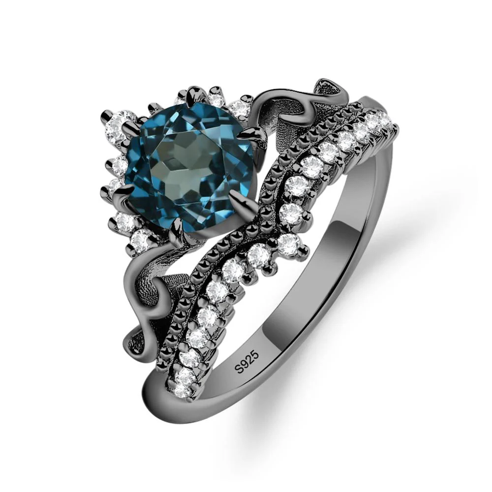 Vintage London Blue Topaz Cocktail Ring - Image 3