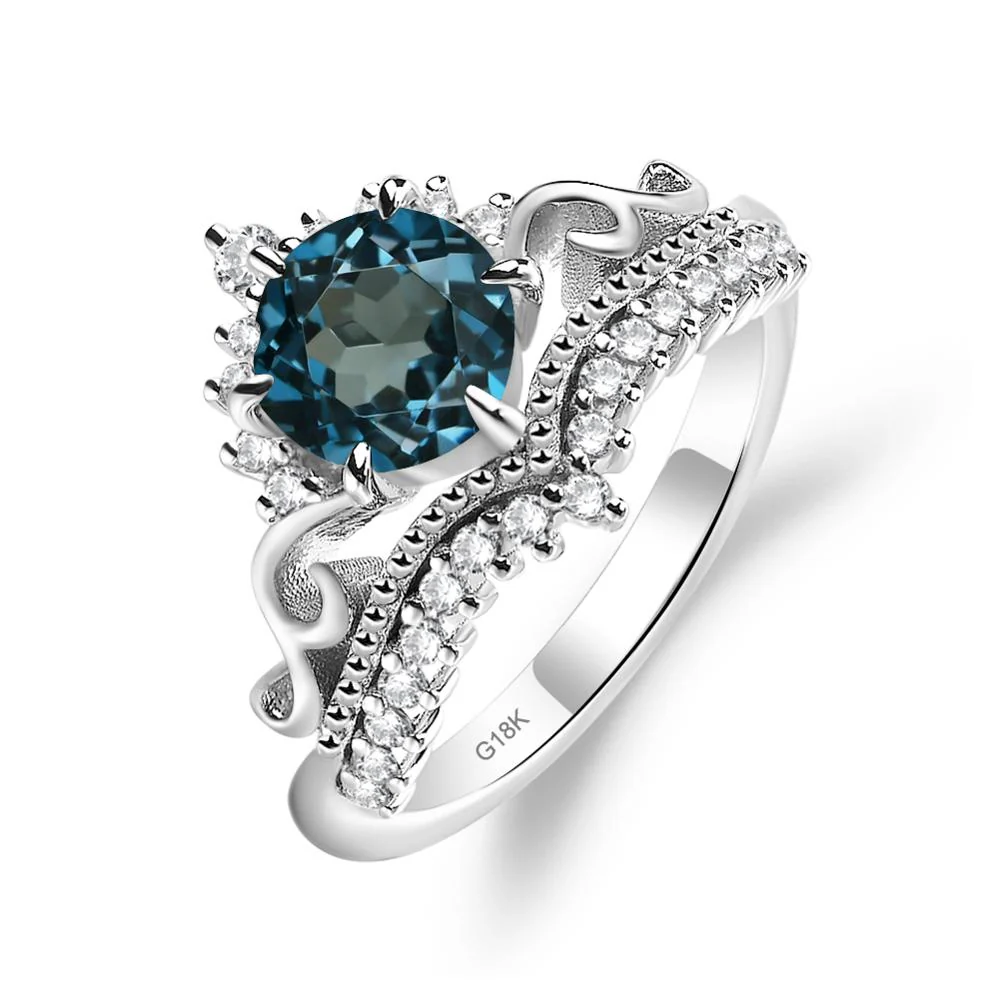 Vintage London Blue Topaz Cocktail Ring - Image 7