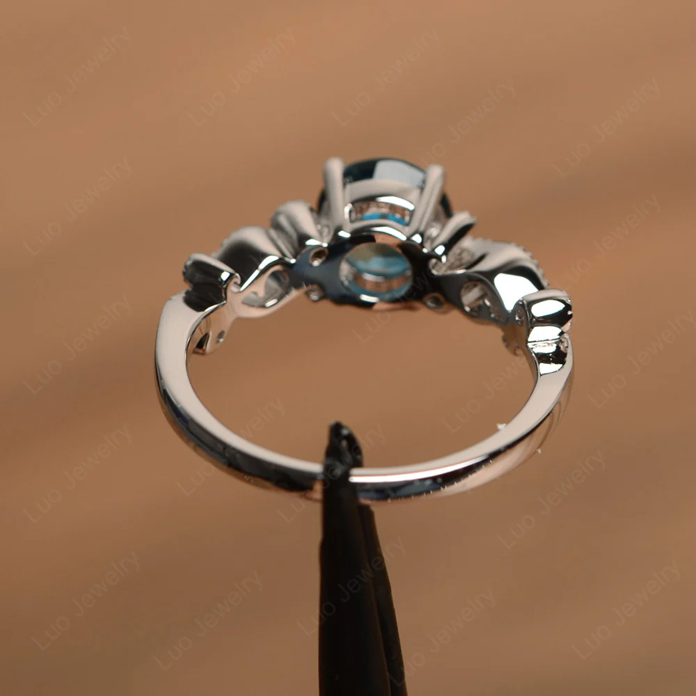 London Blue Topaz Art Deco Engagement Ring - Image 4