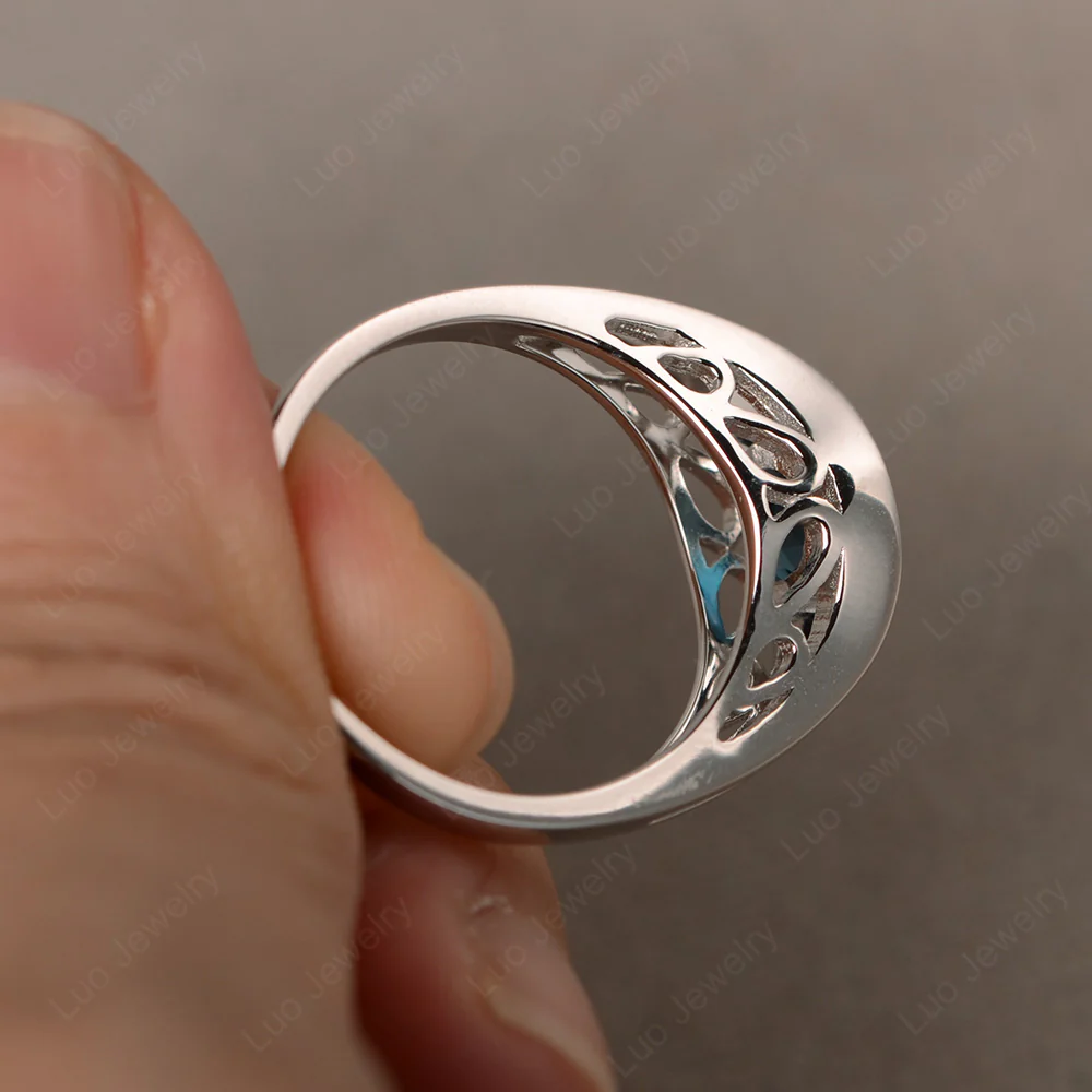 Round London Blue Topaz Solitaire Tension Ring - Image 3
