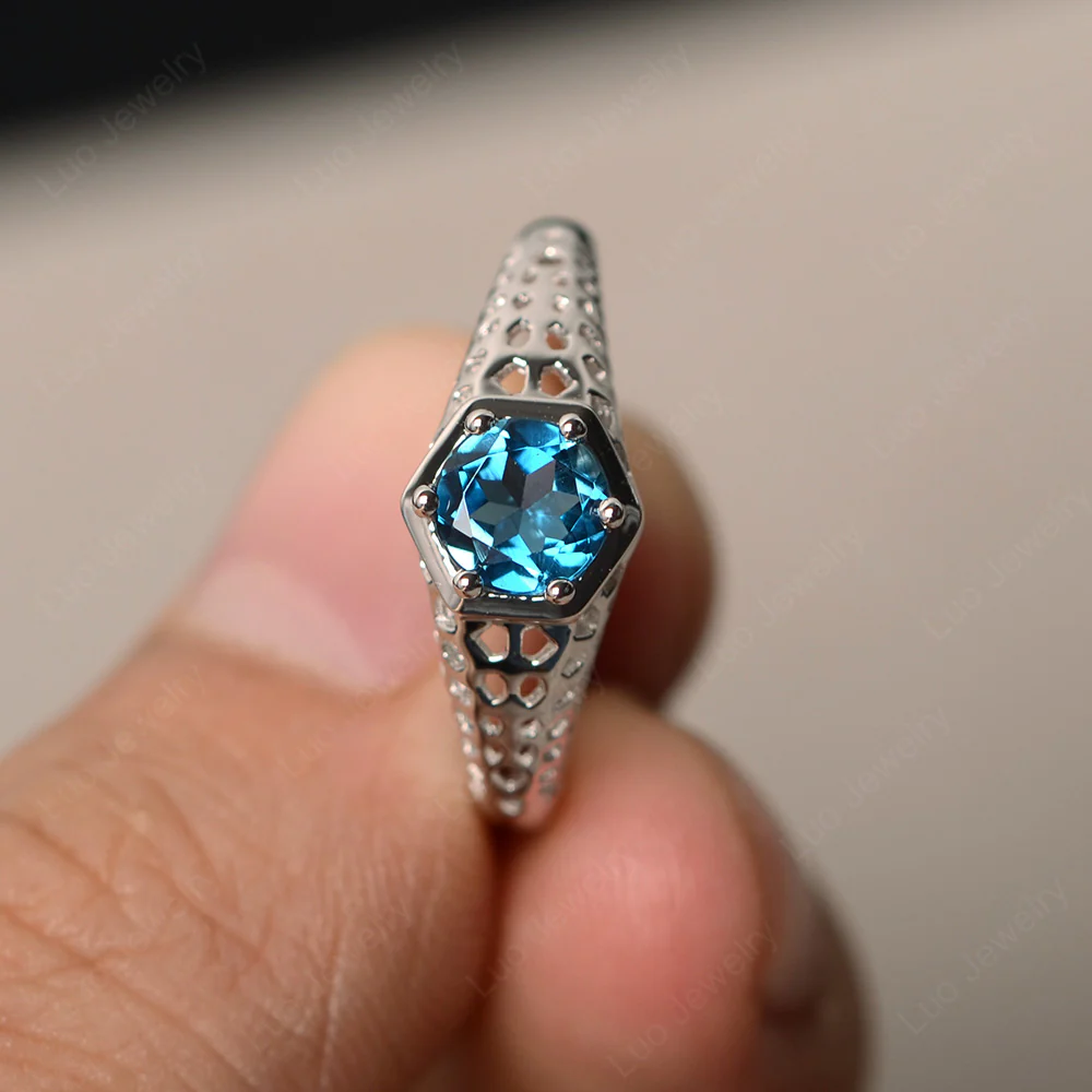 London Blue Topaz Openwork Ring