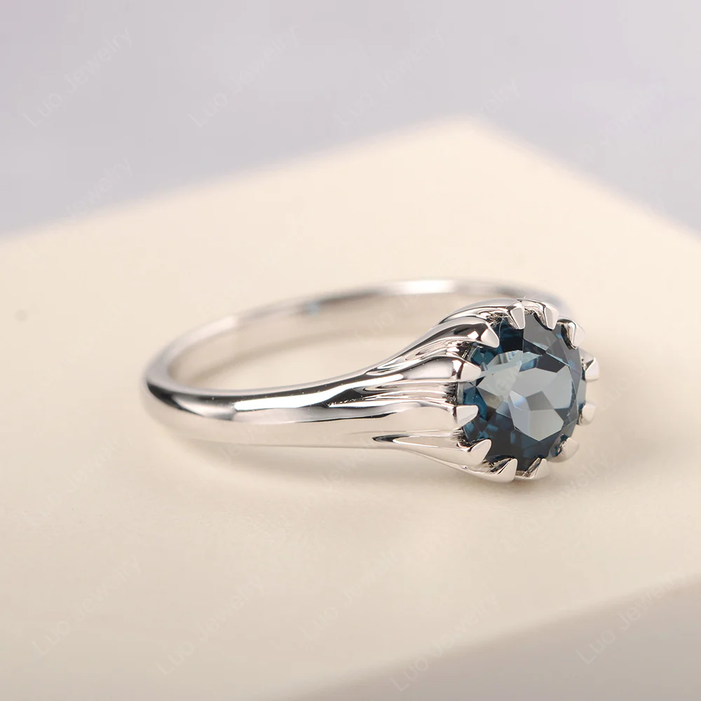 Flame Inspired London Blue Topaz Solitaire Ring - Image 2
