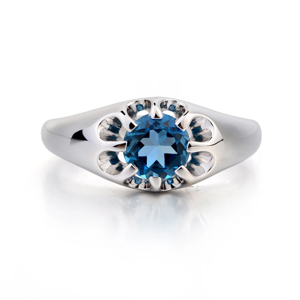 Bold London Blue Topaz Solitaire Nontraditional Ring