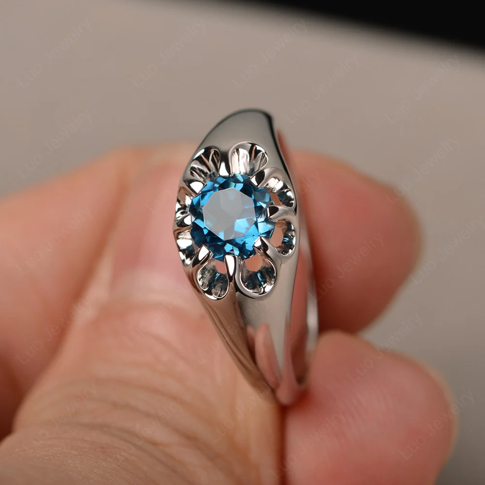 Bold London Blue Topaz Solitaire Nontraditional Ring - Image 2