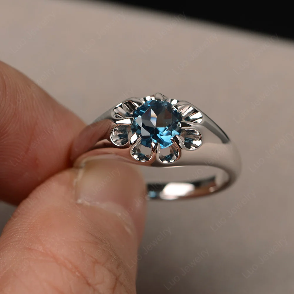 Bold London Blue Topaz Solitaire Nontraditional Ring - Image 3