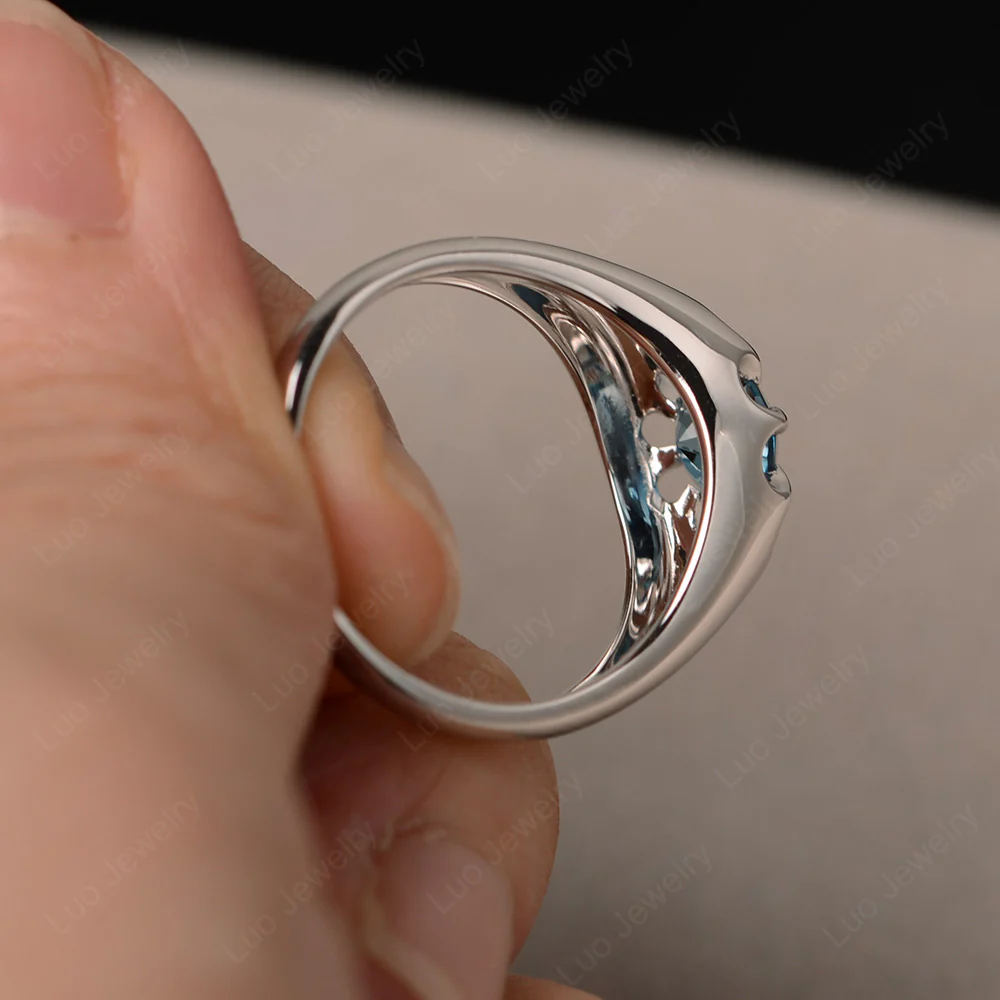 Bold London Blue Topaz Solitaire Nontraditional Ring - Image 4