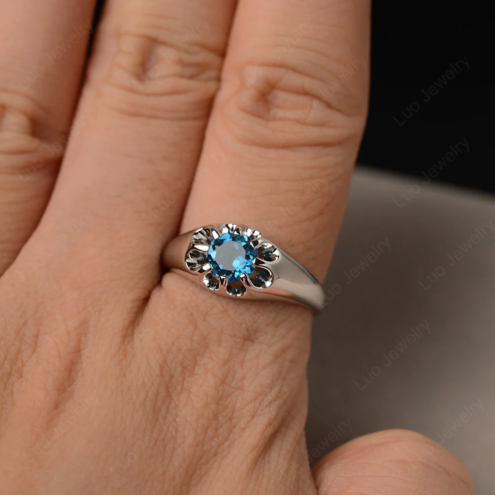 Bold London Blue Topaz Solitaire Nontraditional Ring - Image 5