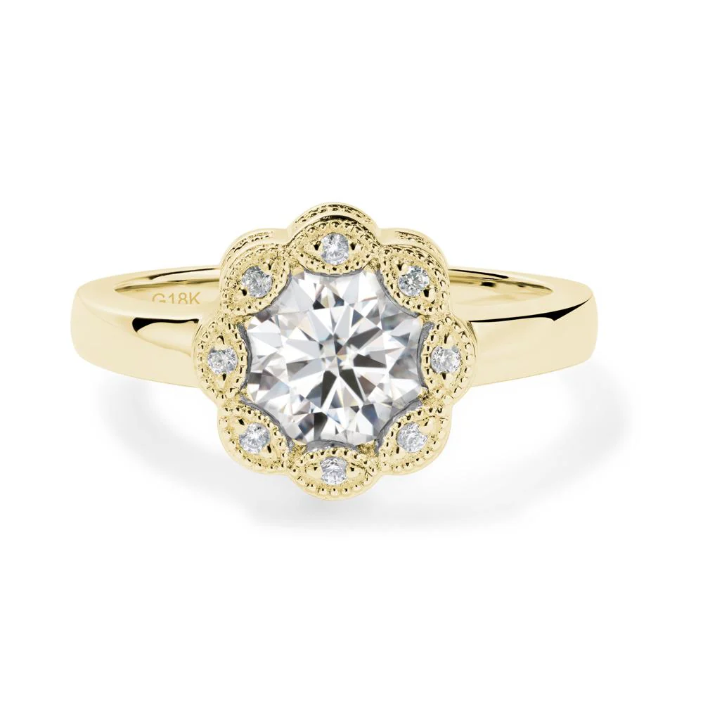 Vintage Moissanite Halo Flower Ring - Image 9