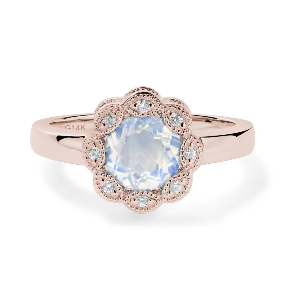 Vintage Moonstone Halo Flower Ring - Image 2