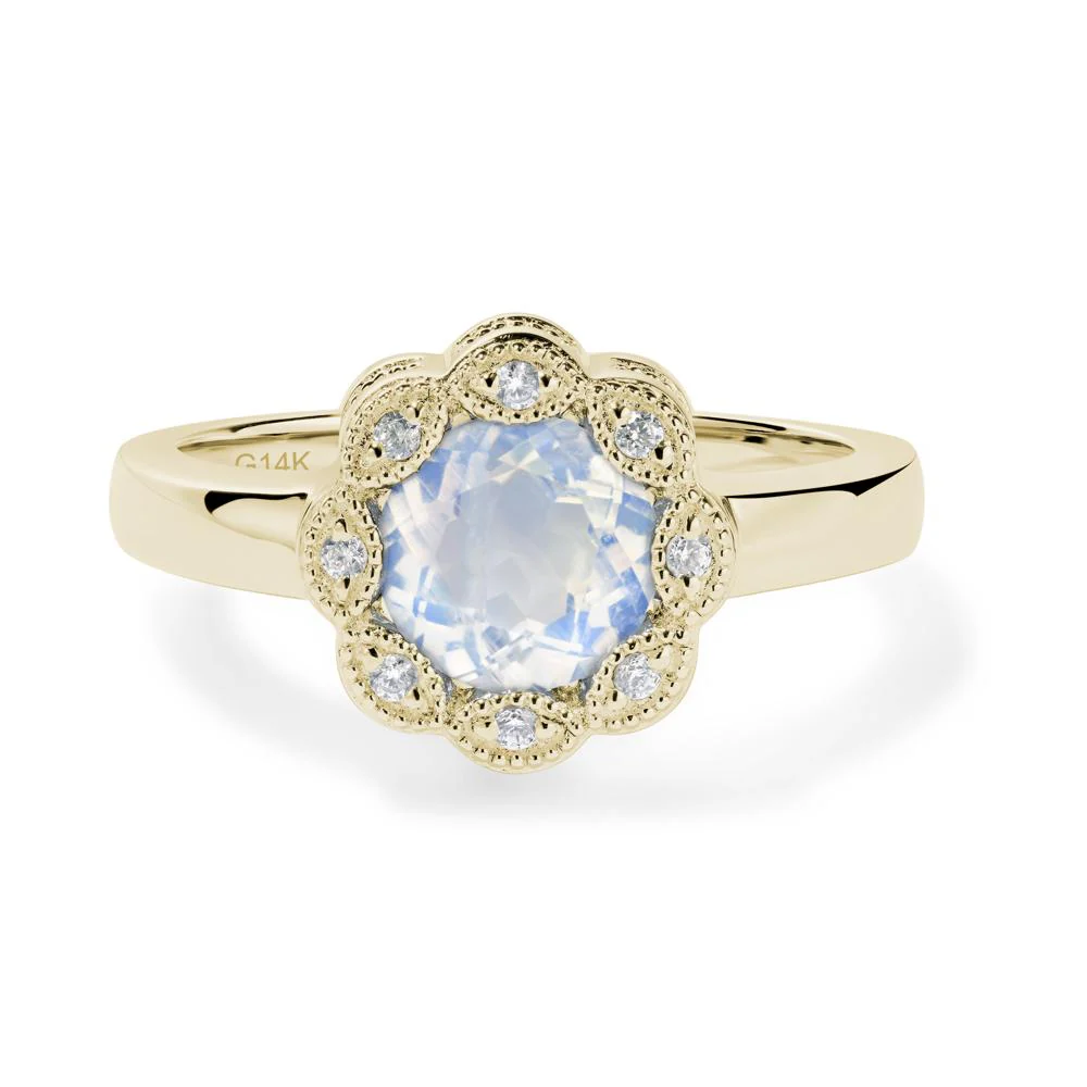 Vintage Moonstone Halo Flower Ring - Image 3