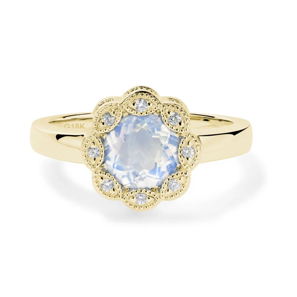 Vintage Moonstone Halo Flower Ring - Image 6