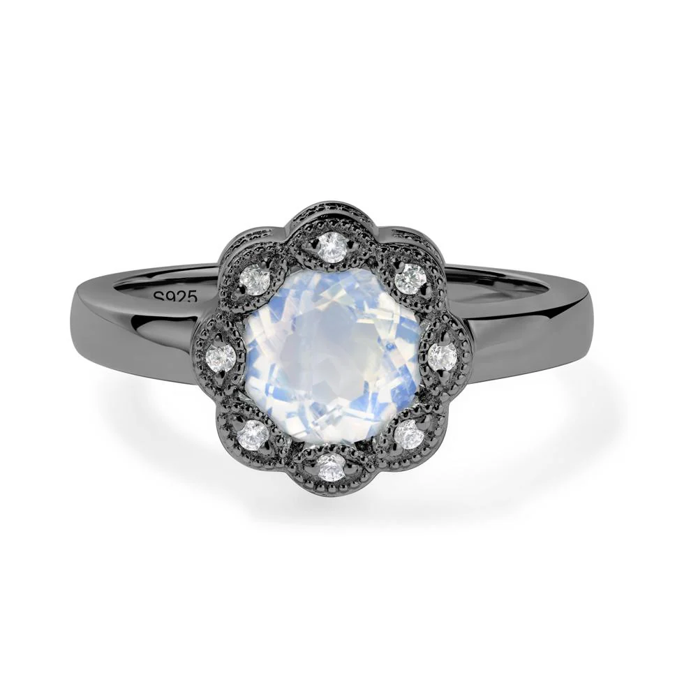 Vintage Moonstone Halo Flower Ring - Image 7