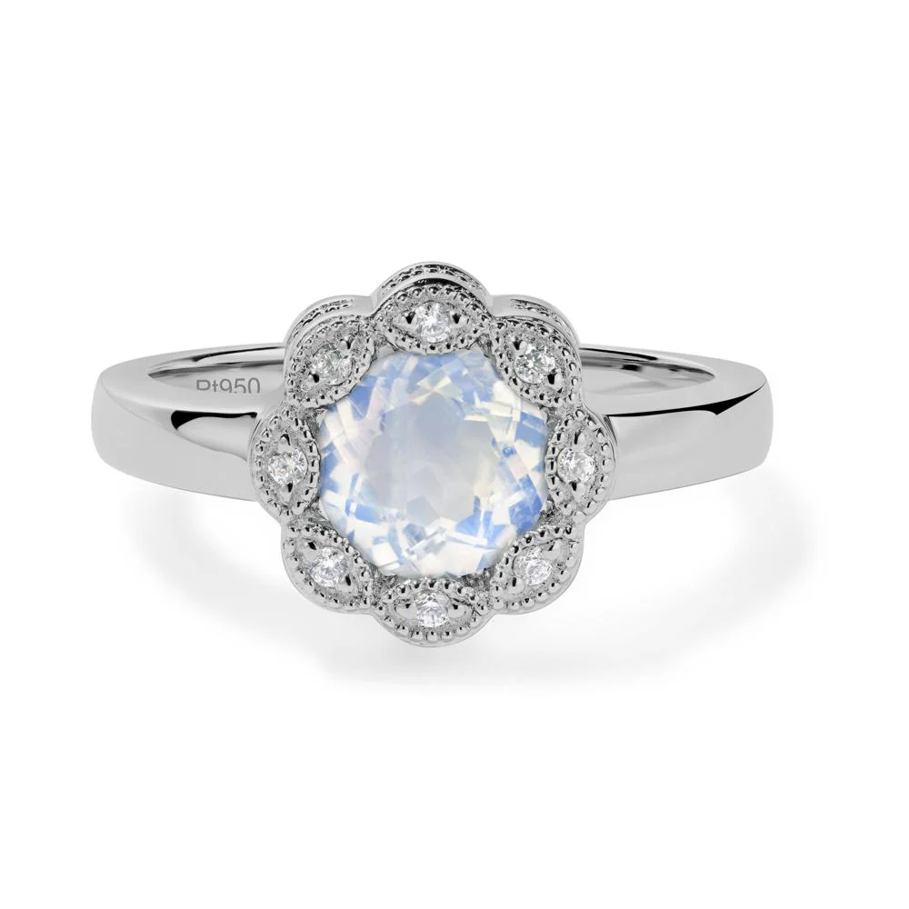 Vintage Moonstone Halo Flower Ring - Image 8