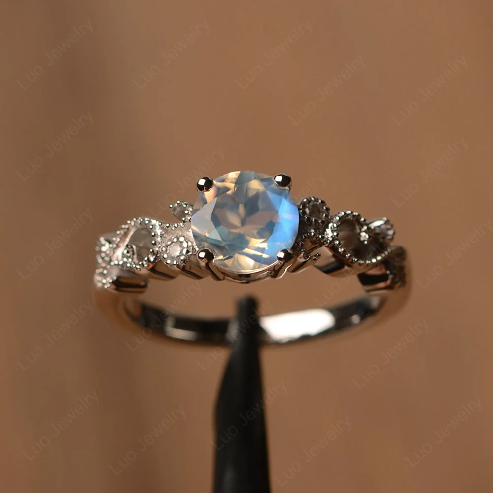 Moonstone Art Deco Engagement Ring