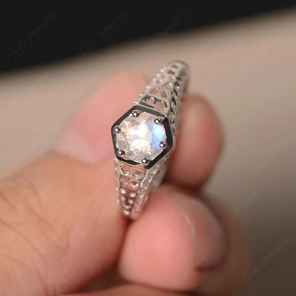 Moonstone Hollow Out Ring