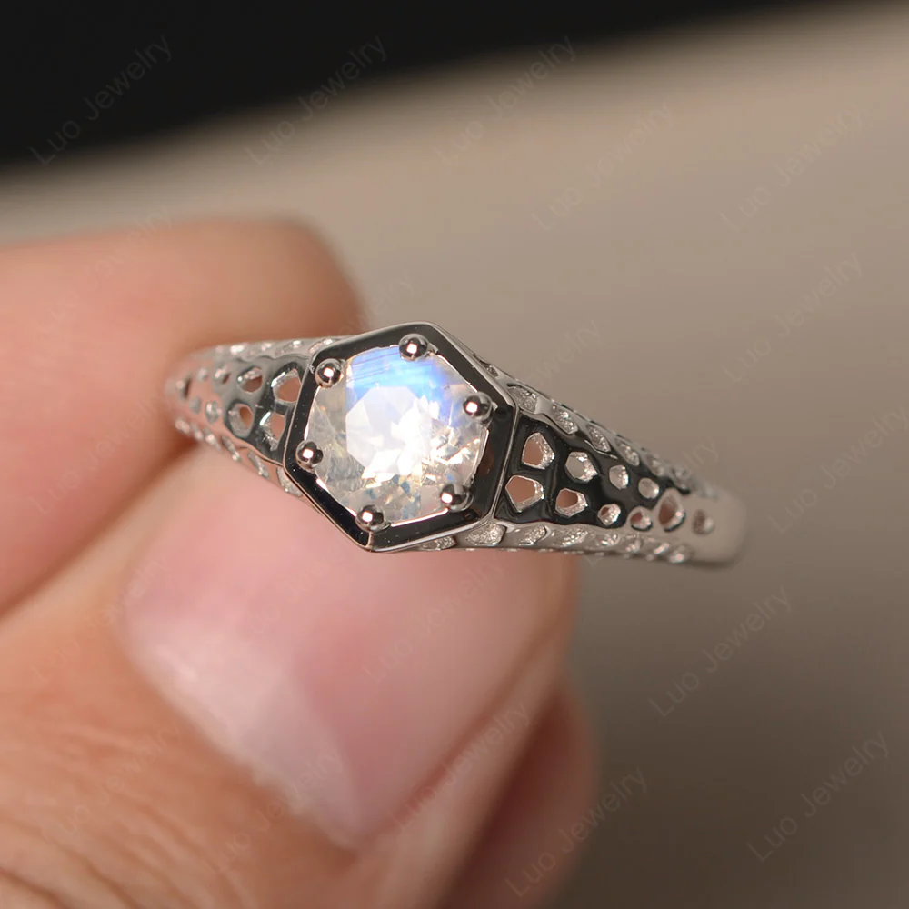 Moonstone Hollow Out Ring - Image 2
