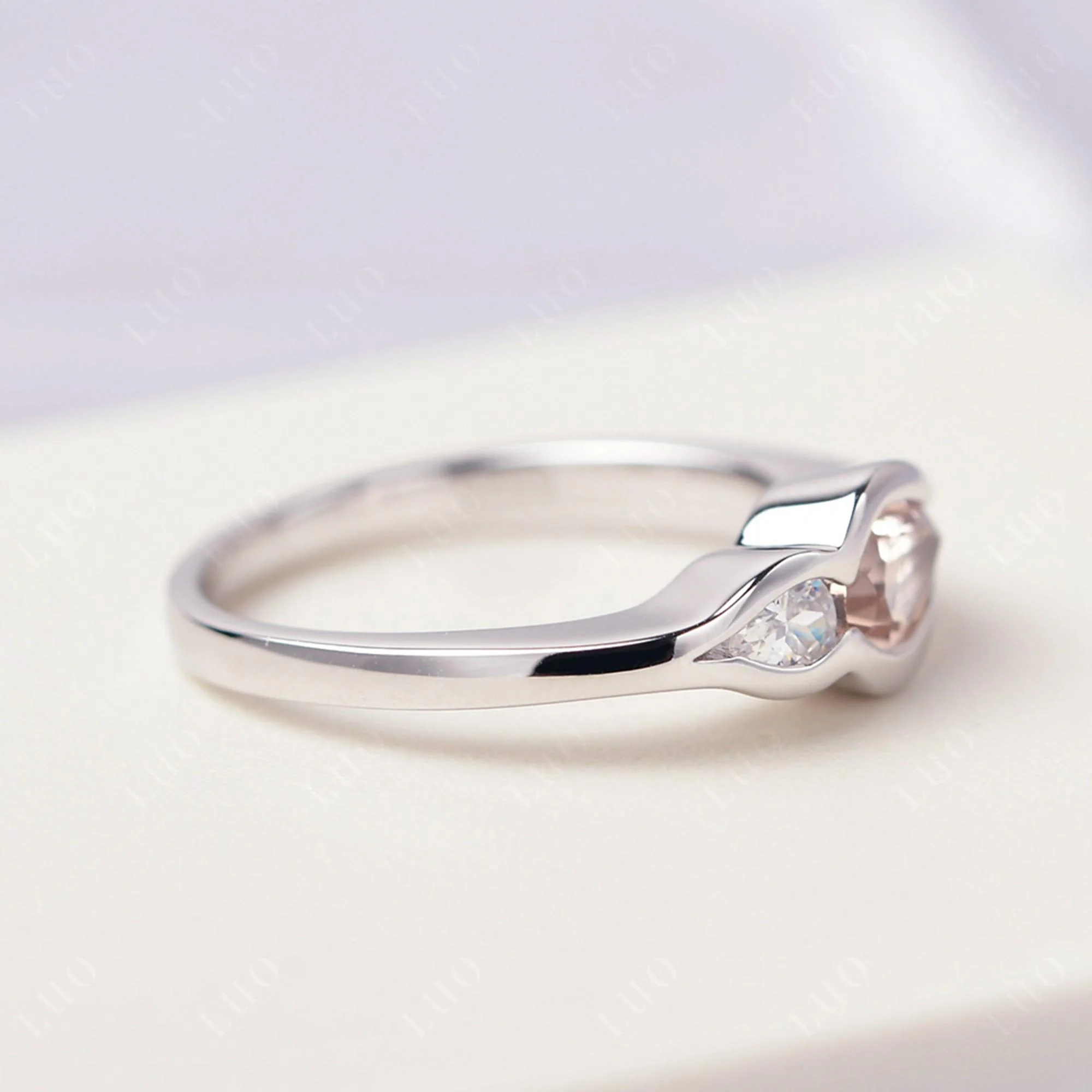 Morganite Bezel Pear Engagement Ring - Image 14
