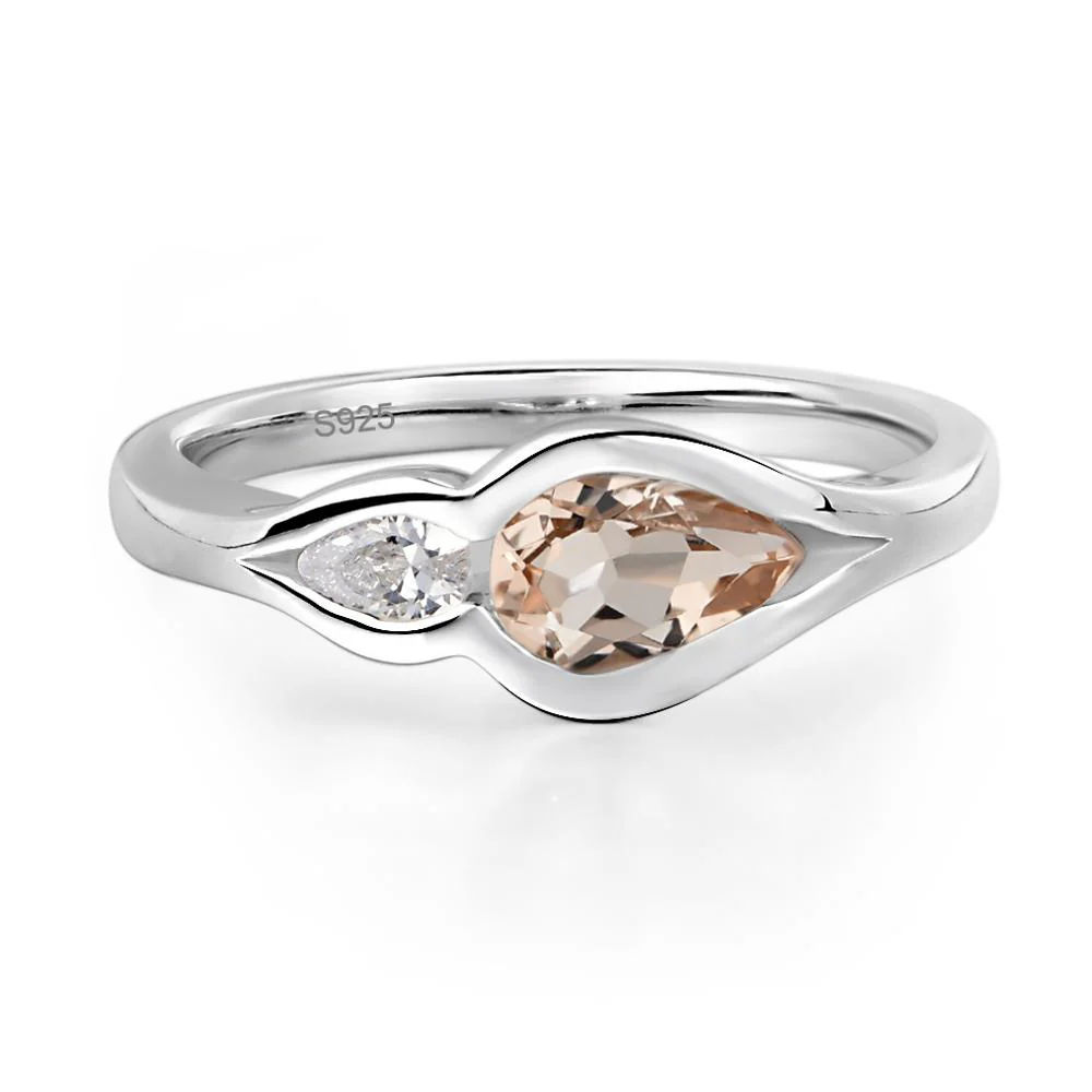 Morganite Bezel Pear Engagement Ring - Image 2