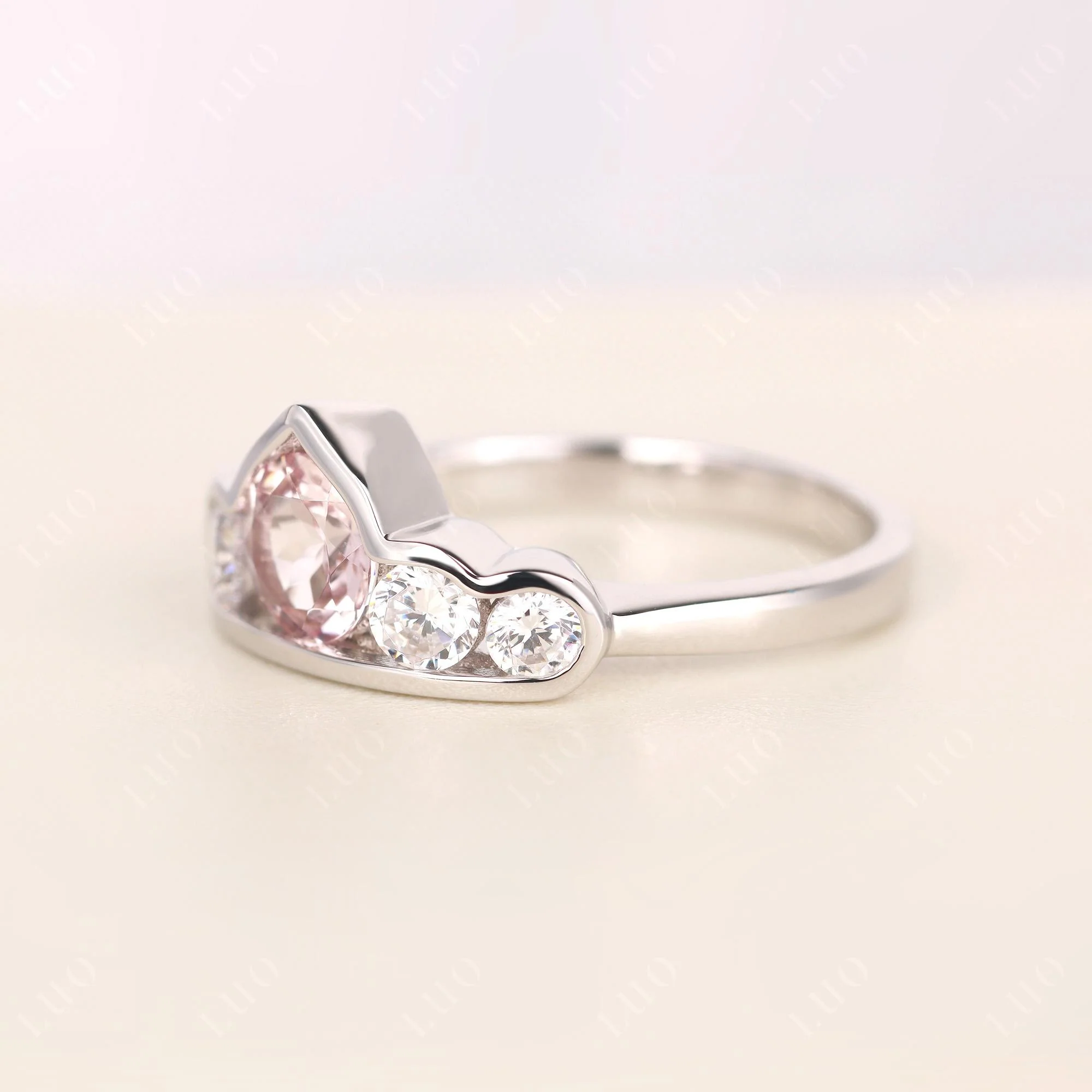 Morganite Five Stone Engagement Ring - Image 2